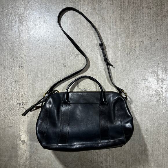 Madewell Black Leather Satchel Crossbody Bag Gold Hardware